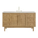 Laurent 60" Single Vanity, Light Natural Oak, w/ 3 CM Charcoal Soapstone Quartz Top