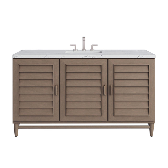 Portland 60" Single Vanity Whitewashed Walnut w/ 3 CM Ethereal Noctis Silestone Top