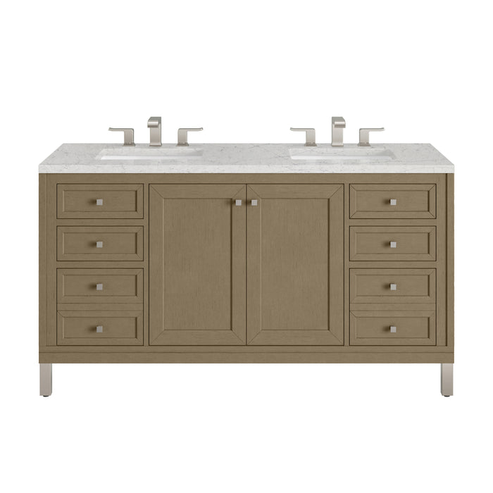 Chicago 60" Double Vanity, Smokey Celadon, w/ 3 CM Phantome Eclos Top