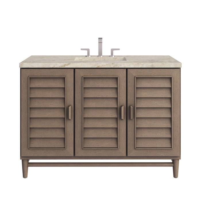 Portland 48" Single Vanity, Whitewashed Walnut, w/ 3 CM Tajnar Eclos Top