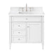 Brittany 36" Single Vanity, Bright White w/ 3 CM White Zeus Silestone Top