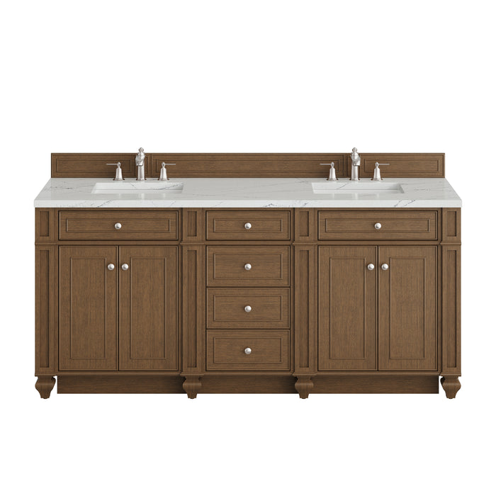 Bristol 72" Double Vanity, Saddle Brown w/ 3 CM Charcoal Soapstone Silestone Top