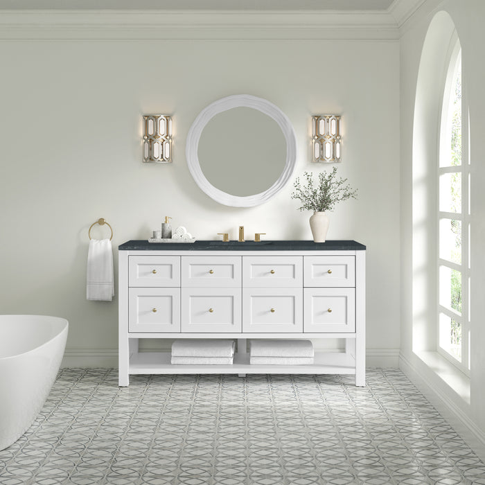 Breckenridge 60" Single Vanity, Serenity Blue, w/ 3 CM Siberian Silestone Top w/FreePower Wireless Charger