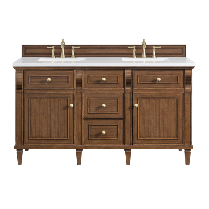Lorelai 60" Double Vanity, Light Natural Oak, w/ 3 CM Siberian Silestone Top w/FreePower Wireless Charger