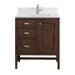 Addison 30" Single Vanity, Mid-Century Acacia w/ Single Hole 3 CM White Zeus Silestone Top & Backsplash