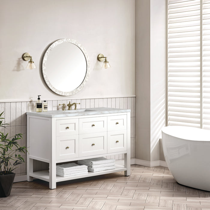 Breckenridge 48" Single Vanity, Whitewashed Oak, w/ 3 CM Siberian Silestone Top