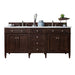 Brittany 72" Double Vanity, Burnished Mahogany w/ 3 CM Victorian Silver Silestone Top