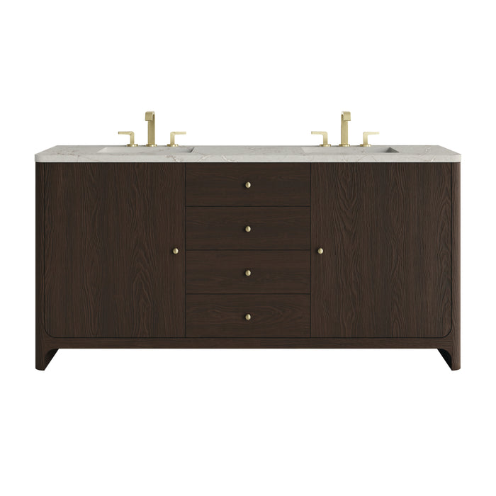 Gracyn 72" Double Vanity, Sable, w/ 3 CM White Zeus Quartz Top