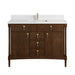 Kinnsden 48" Single Vanity, Sable Oak w/ Single Hole 3 CM White Zeus Silestone Top and Matching Backsplash
