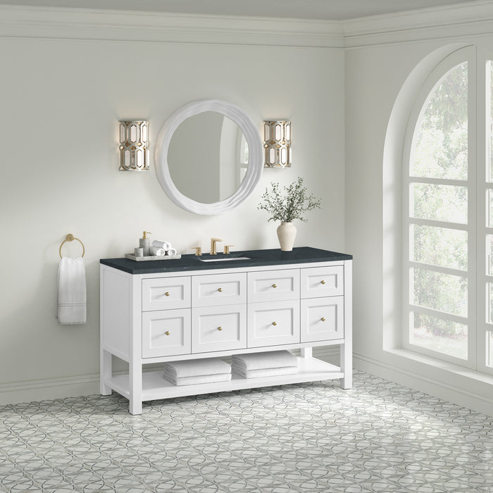 Breckenridge 60" Single Vanity, Serenity Blue, w/ 3 CM Tajnar Eclos Top w/FreePower Wireless Charger