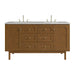 Laurent 60" Double Vanity, Honey Oak w/ 3 CM Eternal Jasmine Pearl Silestone Top