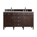 Brittany 60" Double Vanity, Burnished Mahogany w/ 3 CM White Zeus Silestone Top