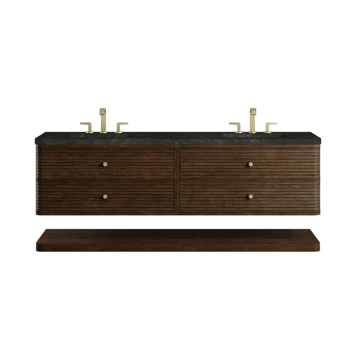Allamari 72" Double Vanity, Sable w/ 3 CM Siberian Silestone Top w/FreePower Wireless Charger