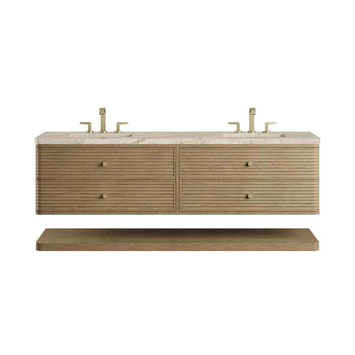 Allamari 72" Double Vanity, Dune Mist w/ 3 CM Tajnar Eclos Top w/FreePower Wireless Charger