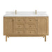 Laurent 60" Double Vanity, Honey Oak w/ 3 CM Eternal Jasmine Pearl Silestone Top w/FreePower Wireless Charger