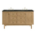 Laurent 60" Double Vanity, Light Natural Oak, w/ 3 CM Carrara Marble Top