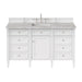 Brittany 60" Single Vanity, Bright White w/ 3 CM Carrara Marble Top