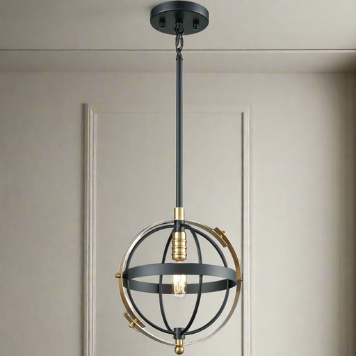 Elk Lighting Caldwell Matte Black, Satin Brass Mini Pendant