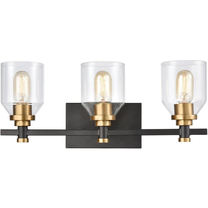 Cambria Matte Black, Satin Brass Vanity Light
