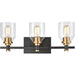 Cambria Matte Black, Satin Brass Vanity Light
