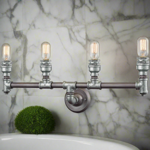 Elk Lighting Cast Iron Pipe Weathered Zinc, Zinc Plating Vanity Light