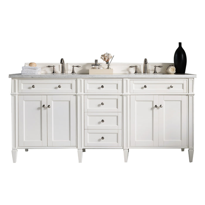 Brittany 72" Double Vanity, Victory Blue, w/ 3 CM Tajnar Eclos Top w/FreePower Wireless Charger