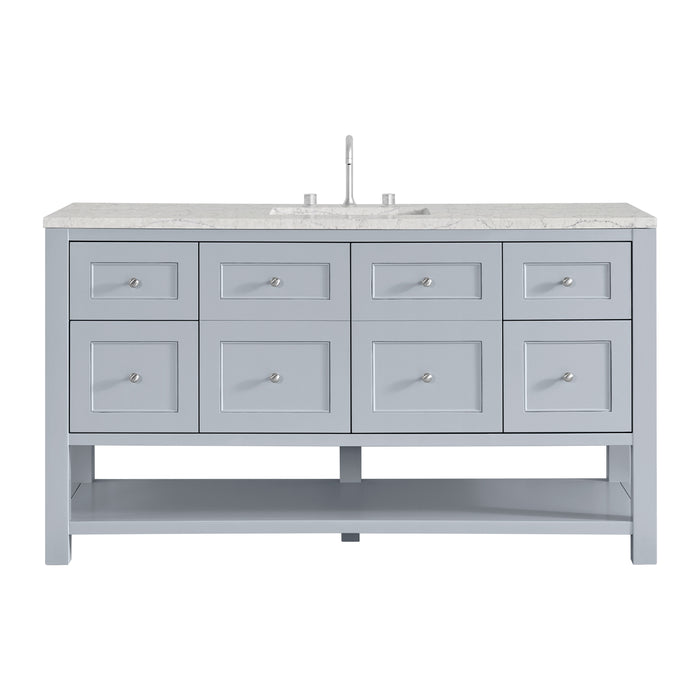 Breckenridge 60" Single Vanity, Smokey Celadon, w/ 3 CM Charcoal Soapstone Quartz Top
