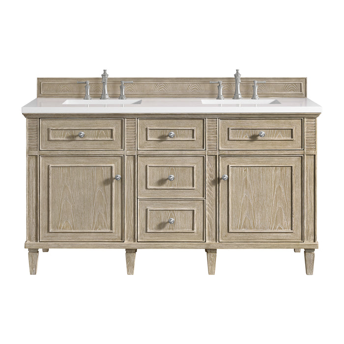 Lorelai 60" Double Vanity, Mid-Century Walnut w/ 3 CM Parisien Bleu Silestone Top