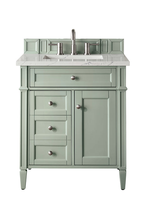 Brittany 30" Single Vanity, Sage Green, w/ 3 CM Ethereal Noctis Silestone Top