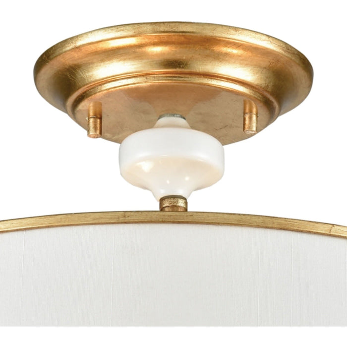 Ceramique Antique Gold Leaf Semi Flush Mount