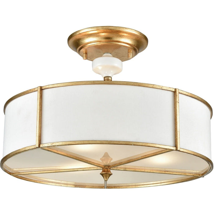 Ceramique Antique Gold Leaf Semi Flush Mount