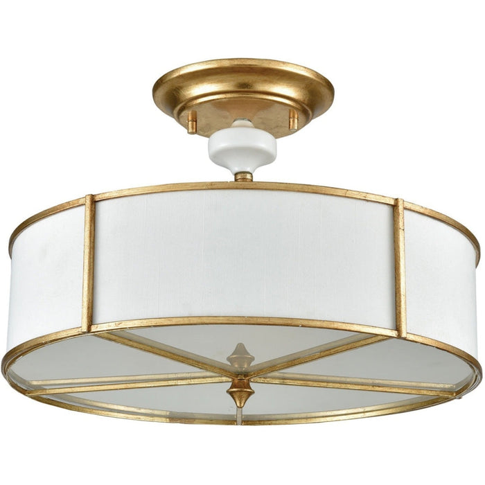 Ceramique Antique Gold Leaf Semi Flush Mount