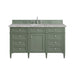 Brittany 60" Single Vanity, Smokey Celadon w/ 3 CM Carrara Marble Top