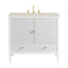 Myrrin 36" Vanity, Bright White, w/ 3 CM Siberian Silestone Top