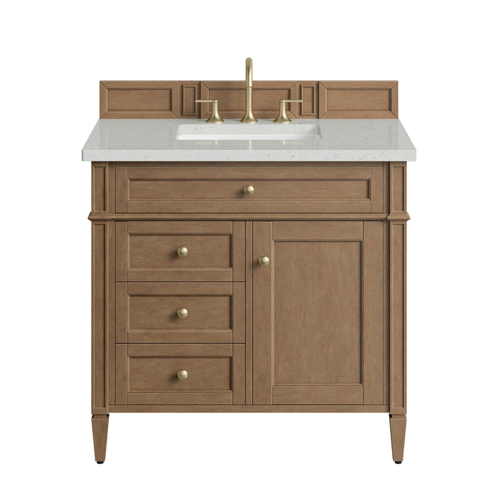 Brittany 36" Single Vanity, Pecan w/ 3 CM Lime Delight Silestone Top