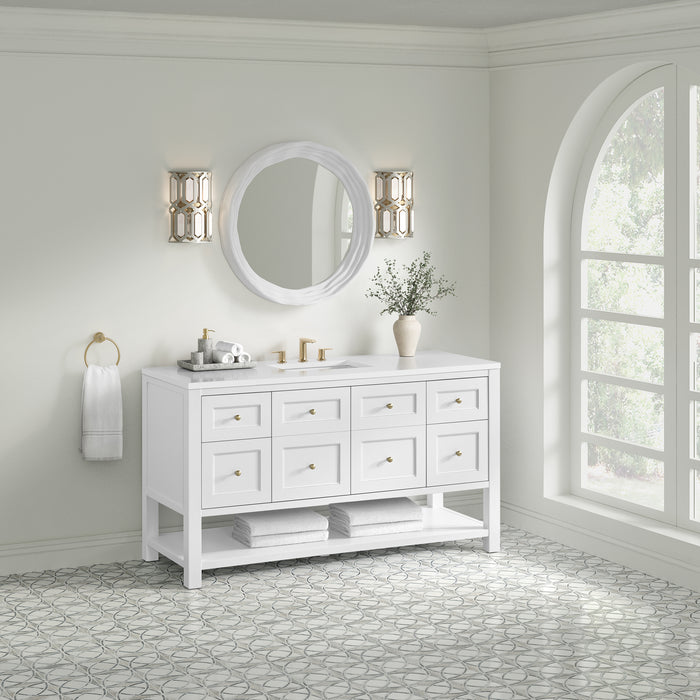 Breckenridge 60" Single Vanity, Whitewashed Oak, w/ 3 CM Siberian Silestone Top w/FreePower Wireless Charger