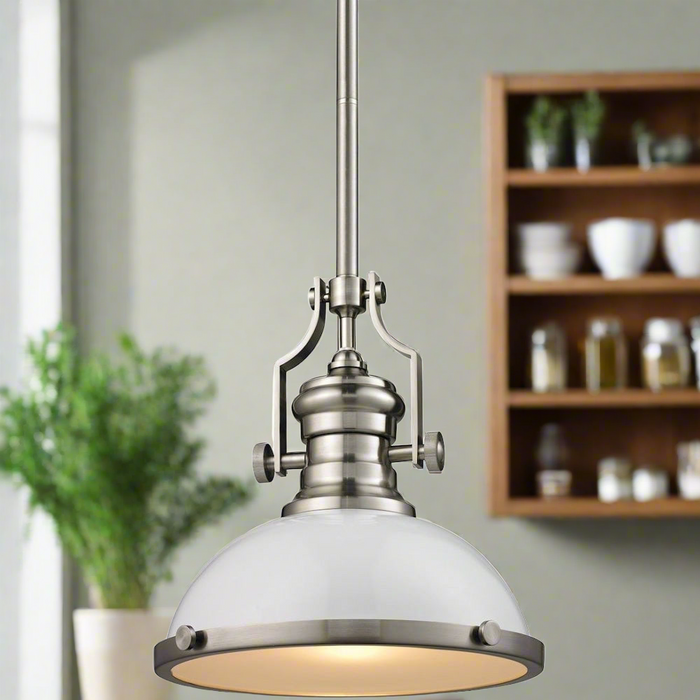 Elk Lighting Chadwick Gloss White, Satin Nickel Pendant