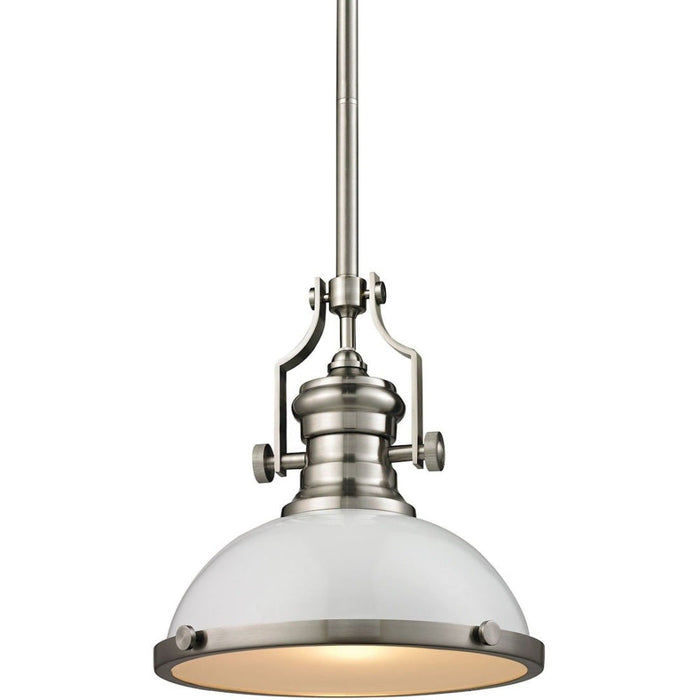 Chadwick Gloss White, Satin Nickel Pendant