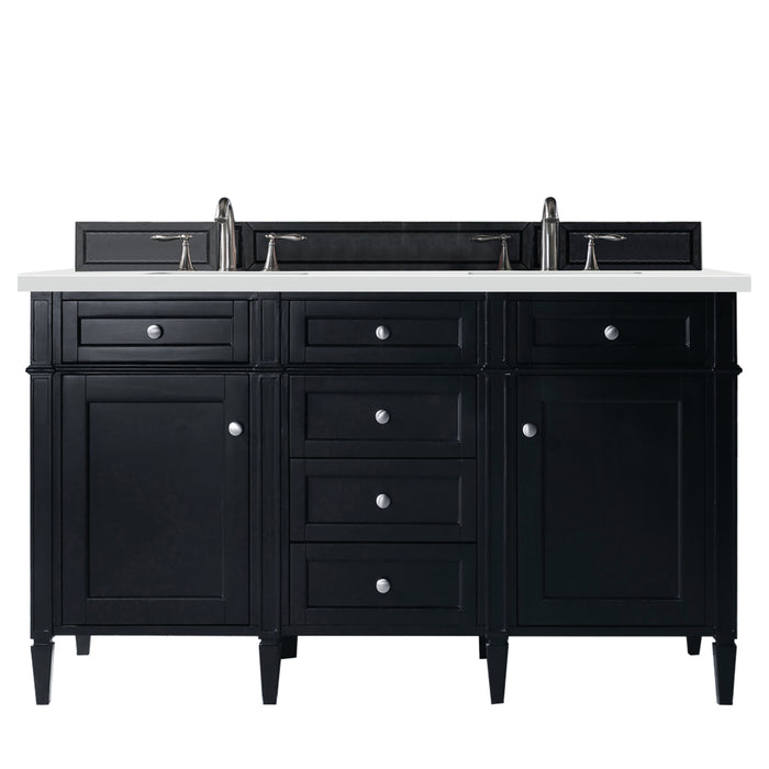 Brittany 60" Double Vanity, Black Onyx w/ 3 CM White Zeus Silestone Top