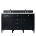 Brittany 60" Double Vanity, Black Onyx w/ 3 CM White Zeus Silestone Top