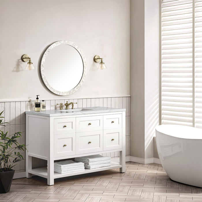 Breckenridge 48" Single Vanity, Serenity Blue, w/ 3 CM Parisien Bleu Quartz Top w/FreePower Wireless Charger