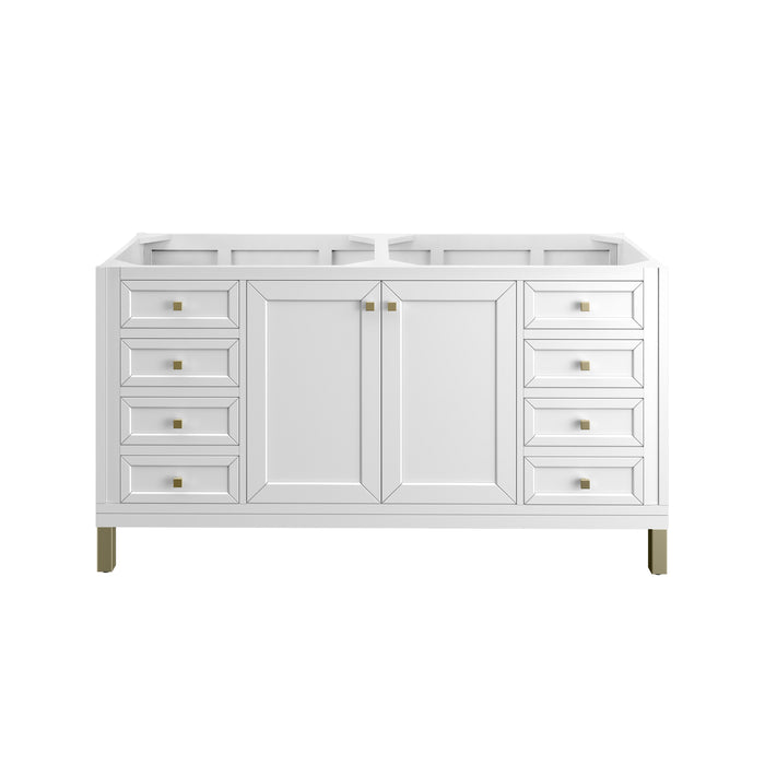 Chicago 60" Double Vanity, Walnut Whisper, w/ Single Hole 3CM White Zeus Silestone® Top & Backsplash