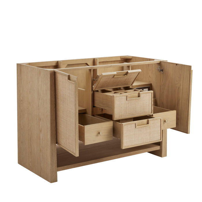 Solene 48" Single Vanity, Seaside Oak, w/ 3 CM White Zeus Quartz Top