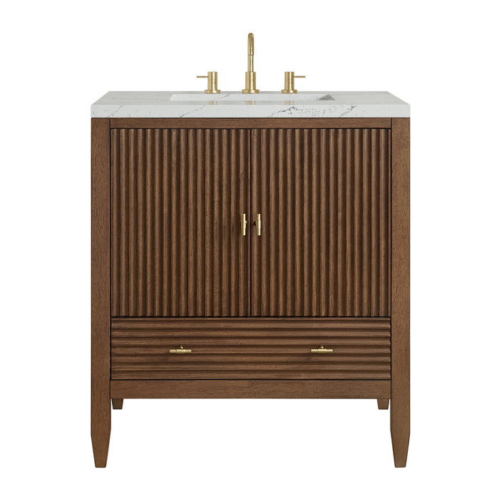 Myrrin 30" Single Vanity, Mid-Century Walnut w/ 3 CM Ethereal Noctis Silestone Top