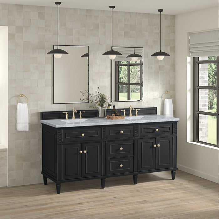 Lorelai 72"Double Vanity, Mid-Century Walnut w/ 3 CM White Zeus Silestone Top