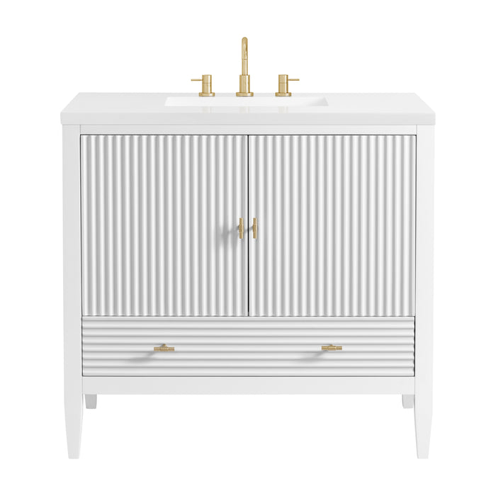 Myrrin 36" Vanity, Bright White w/ 3 CM White Zeus Silestone Top