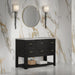 Lucian 48" Single Vanity, Pebble Oak w/ 3 CM Victorian Silver Silestone Widespread Top