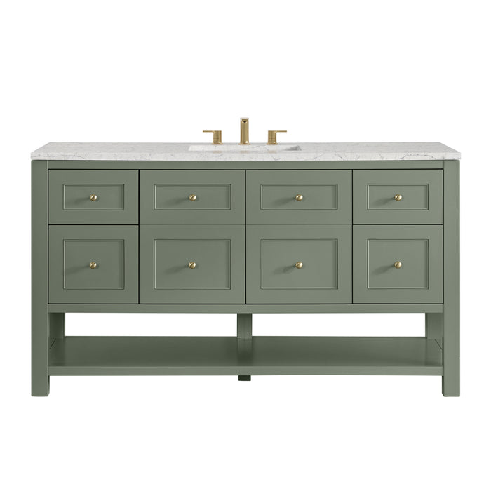 Breckenridge 60" Single Vanity, Light Natural Oak, w/ 3 CM Victorian Silver Quartz Top