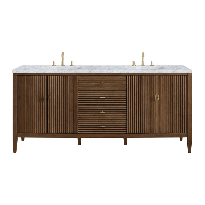 Myrrin 72" Vanity, Carbon Oak, w/ 3 CM Tajnar Eclos Top