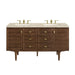 Amberly 60" Double Vanity, Mid-Century Walnut, w/ 3 CM Tajnar Eclos Top